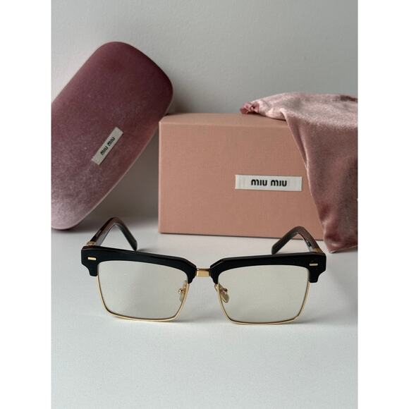 NEW Miu Miu MU10ZS Black Bluelight Metal Sunglasses $607